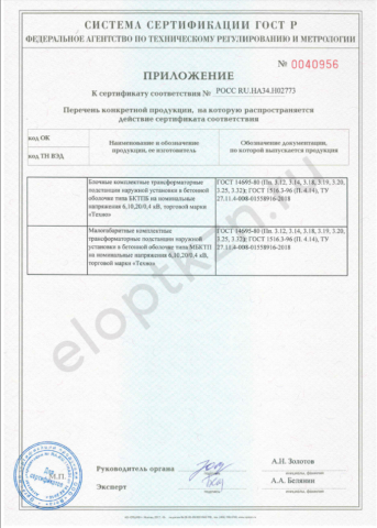 Сертификат соответствия БКТП-6,10,20 (страница 2)